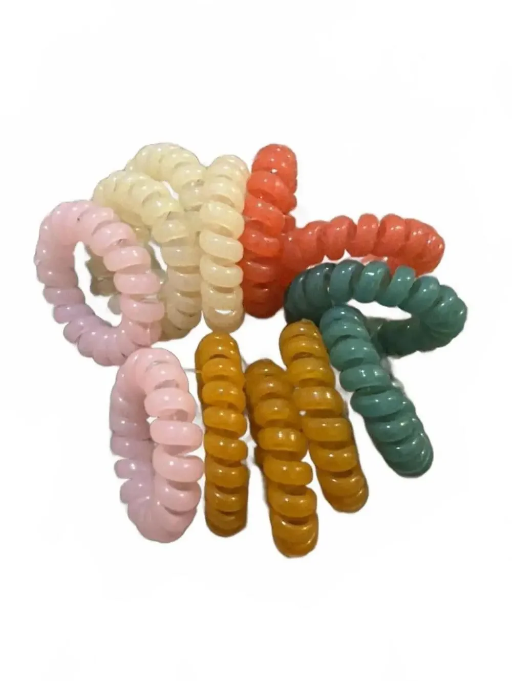 Set of 12 Spiral Coil Hair Ties in Multiple Colors